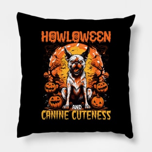 Howloween Dog Cuteness Scary Witchy Meme-y Pillow