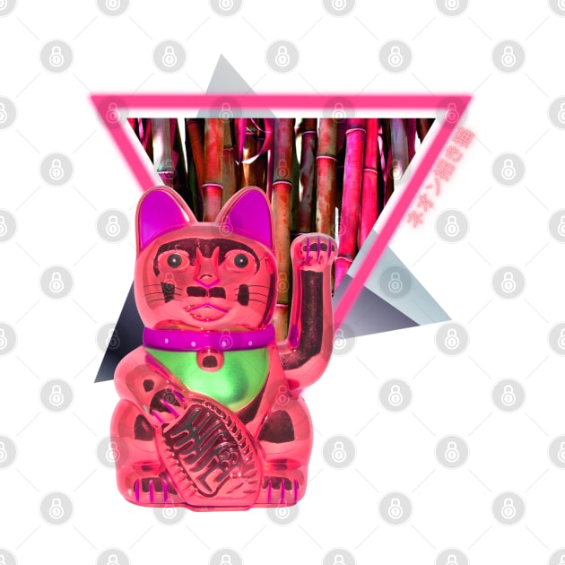 Maneki Neko Synthwave Vaporwave Aesthetic by Shirt Vibin