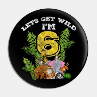 Kids 6 Year Old Zoo Birthday Shirt Safari Jungle Animal Pin