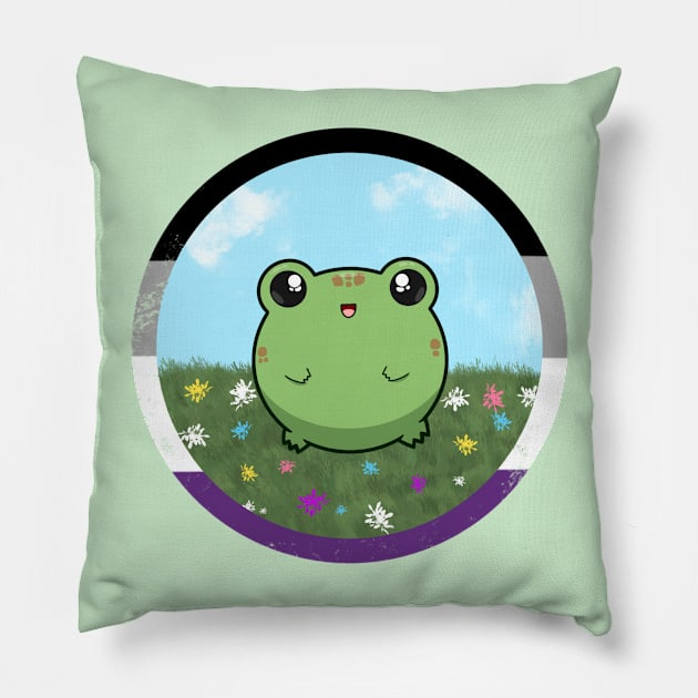 Pride Froggo (Asexual) Pillow by GummiFrogArt