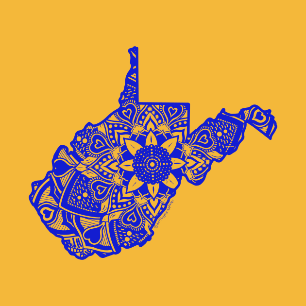 Blue West Virginia State Gift Mandala Yoga WV Art by Get Hopped Apparel