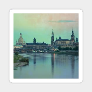 Beautiful Retro Photography from Dresden Germany sightseeing with rainbow sky Magnet
