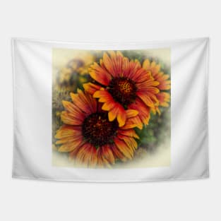 Golden Autumn Blooms Tapestry