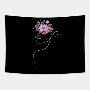 Find the Closest Flowers Bouquet and Put it on your Head | One Line Drawing | One Line Art | Minimal | Minimalist Tapestry