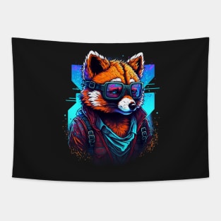 Retrowave Red Panda Tapestry