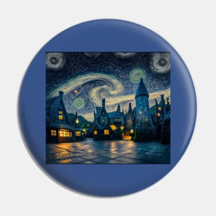 Starry Night Over Hogsmeade Village Pin