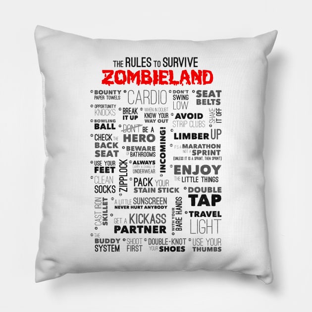 Zombieland Rules Pillow by TEEVEETEES