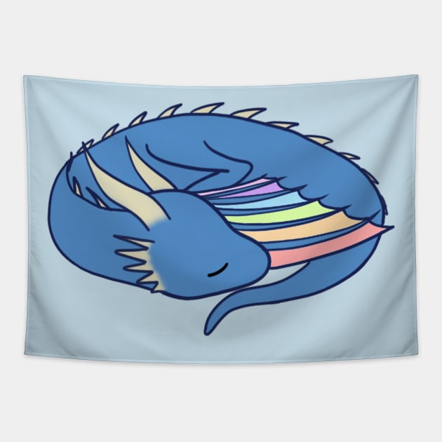 Sleeping rainbow dragon Tapestry by ballooonfish