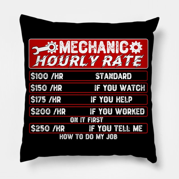 Mechanic Hourly Rate Pillow by Yyoussef101