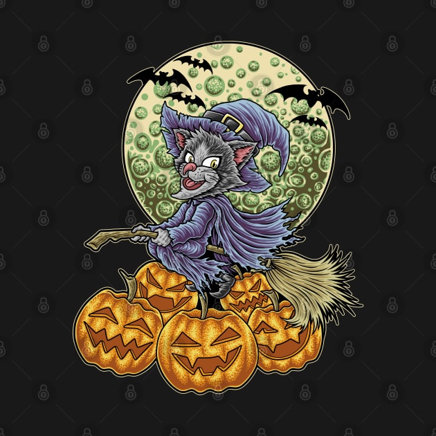 Cat Witch Halloween Pumpkin for Cat Lover by Cholzar