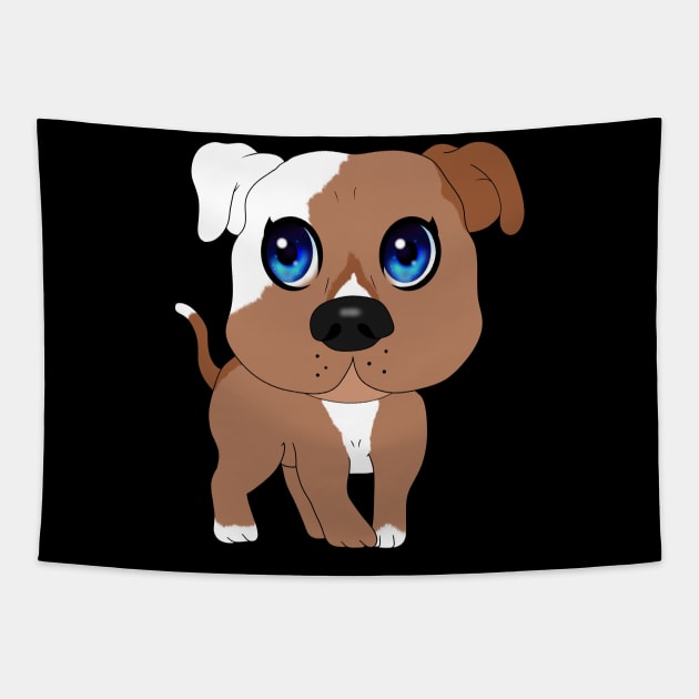 Chibi Pitbull Staffordshire Tapestry by Ragtag Art