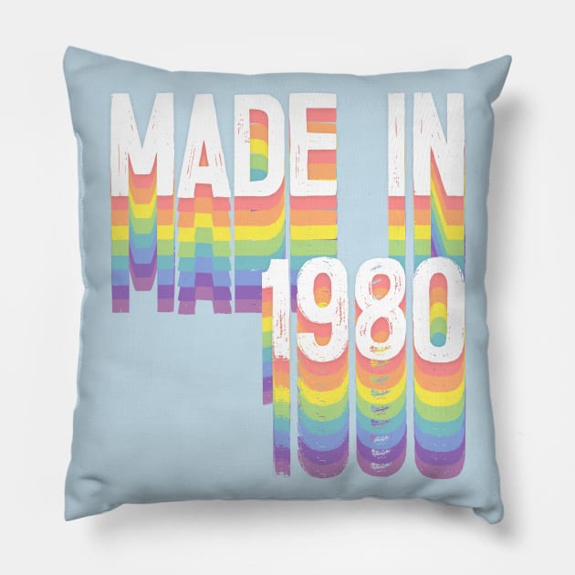 MADE IN 1980 / Birthday Typography Gift Design Pillow by DankFutura