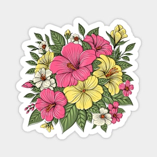 Colorful Hibiscus Flowers Magnet