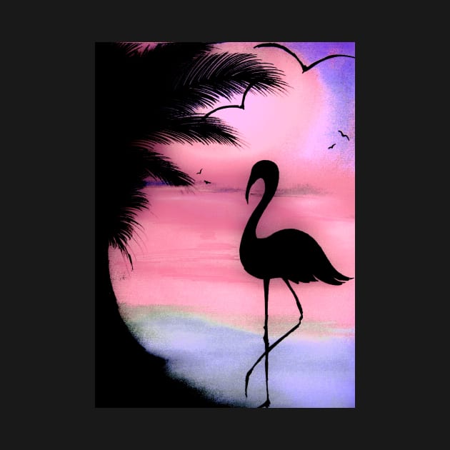 tropical sunset silhouette flamingo by jacquline8689