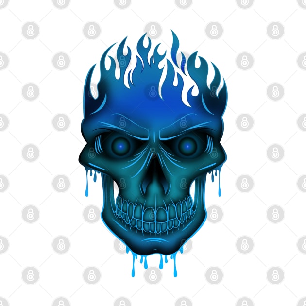 Flame Skull - Blue by adamzworld