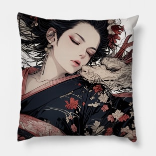 Geisha and Dragon 7906 Pillow