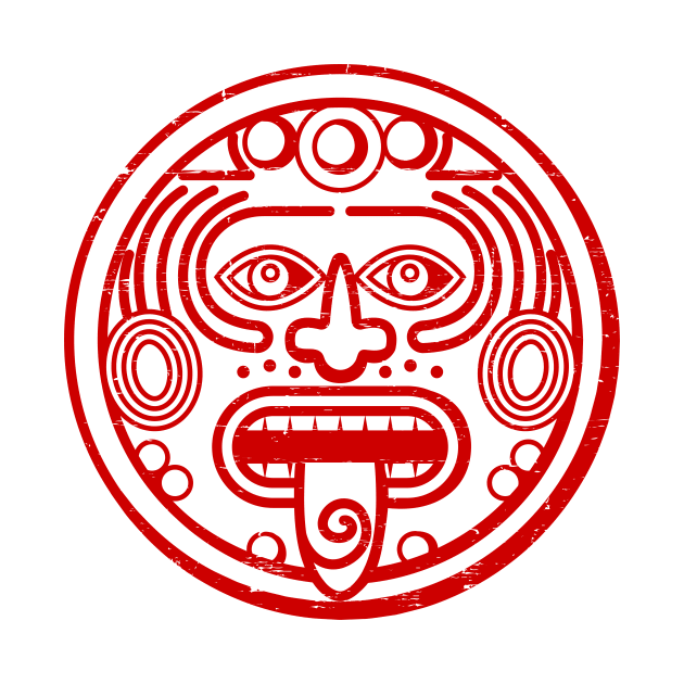 Latino art - Mayan - red design by verde