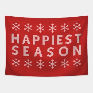 Happiest Season Ugly Sweater (White Text) Tapestry