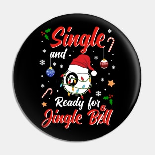 Funny Pool Player Costume Single and ready for Jingle Bell Pin