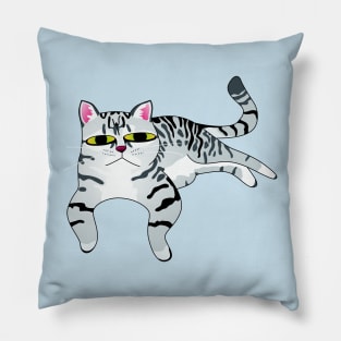 Relaxed Grey Tabby Cat Pillow