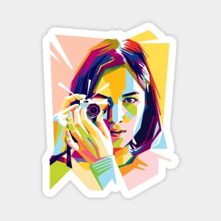 Camera Girl Pop Art Magnet