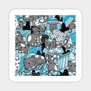 Abstract Grey Cat Pattern Magnet