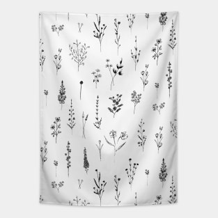 Wildflowers White Pattern Tapestry