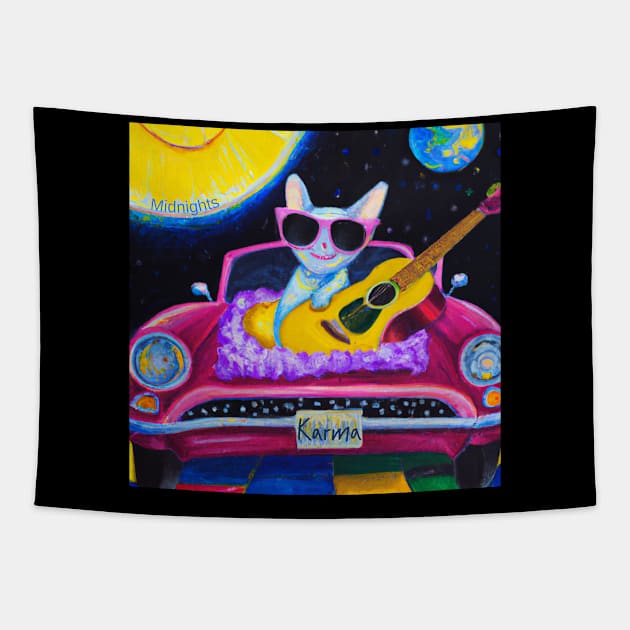 Karma is a cat Midnights Tapestry by DadOfMo Designs