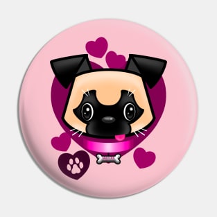 Pug Love Pink Pin