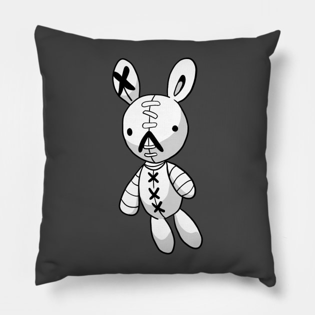 White Bunny Rabbit Doll Stitch Bandage Stitches Meiruko Lucky Charm Pillow by XTUnknown