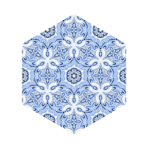 Periwinkle Blue Textured Boho Hex Pattern by micklyn