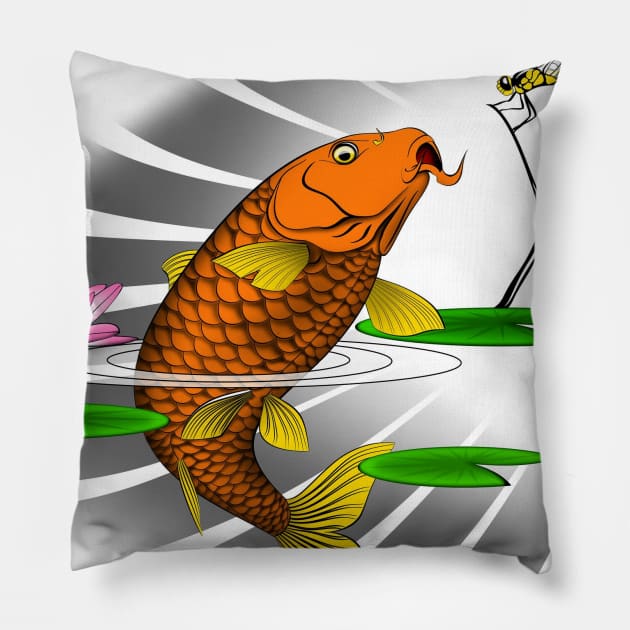 koi tattoo art Pillow by MarkoShirt