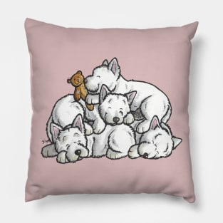 Westie sleeping pile cartoon Pillow