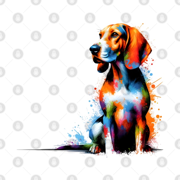 Lively Treeing Walker Coonhound in Abstract Splash Art by ArtRUs