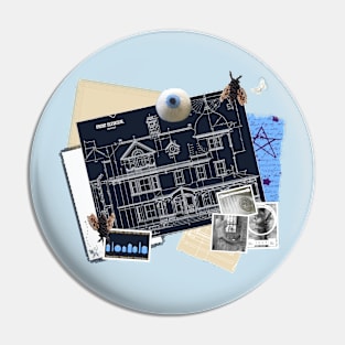 Haunted House Collage Pin