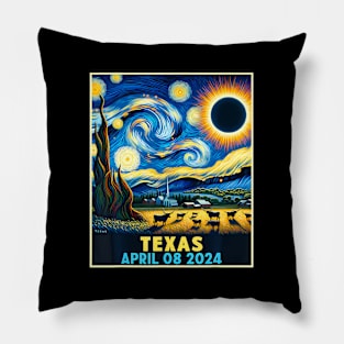 Texas Total Solar Eclipse 2024 Starry Night Pillow