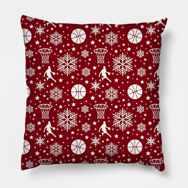 Basketball Christmas Wrapping Paper Pattern Pillow by TeeCreations