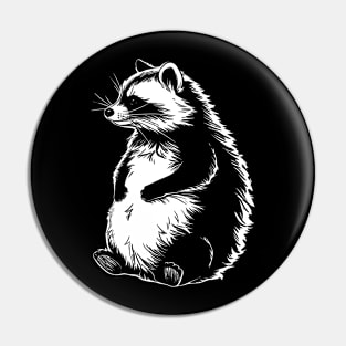 Cool Retro Cute Chubby Raccoon Funny Raccoon Pin