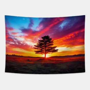 Vivid Skyline Silhouettes Art Tapestry