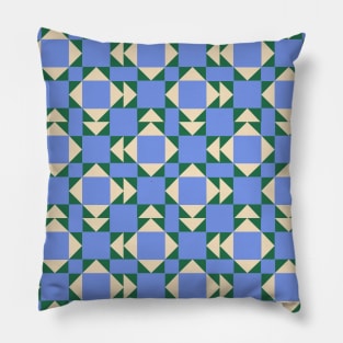 Blue Road To California Patchwork Pattern Pillow