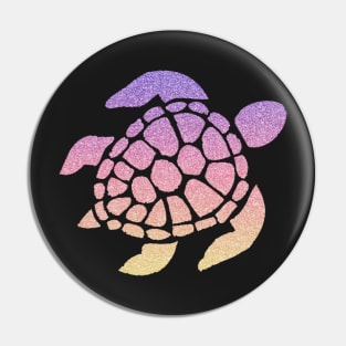 Pastel Sunset Ombre Faux Glitter Turtle Pin