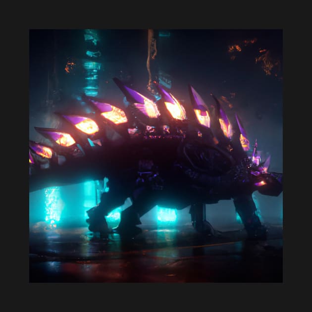 Futuristic Cyberpunk Stegosaurus by Star Scrunch