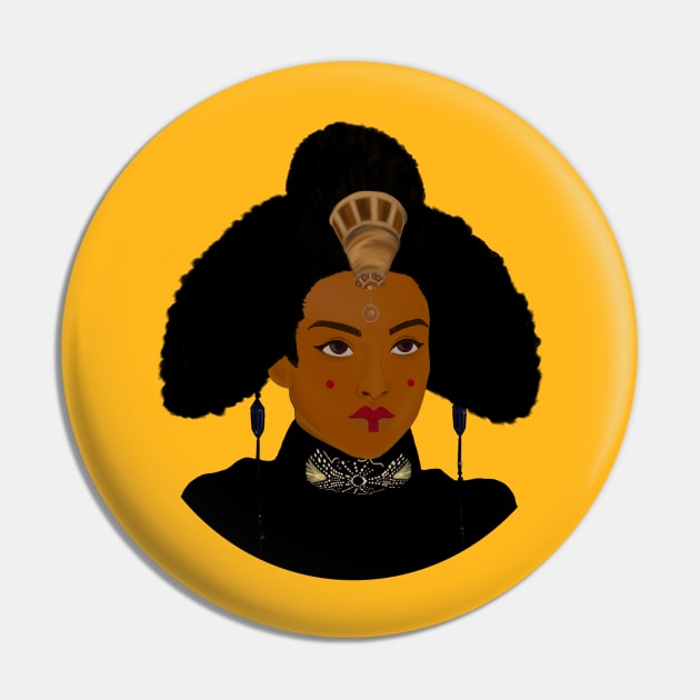 Afro Space Queen Pin by Galaxy Gray Shop