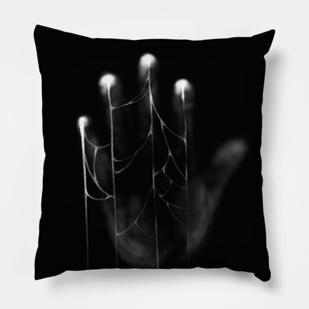 Bloody Dark Hand On Black Background Pillow by SYLPAT