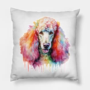 Colorful Poodle Watercolor Art Pillow