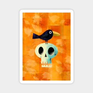 Crow on Skull Magnet