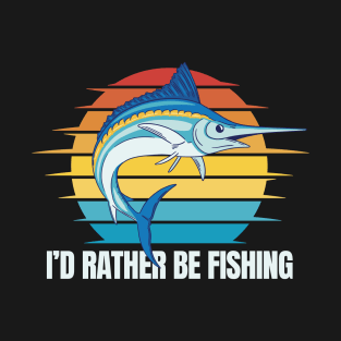 Vintage swordfish and the quote "I'd rather be fishing". T-Shirt