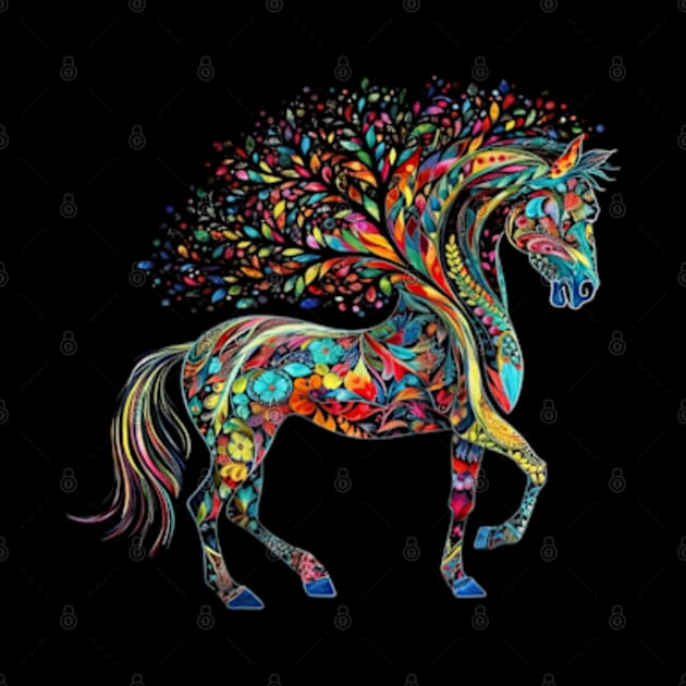 Horse Artwork Tree Colourful Animal Horse by elmiragokoryan