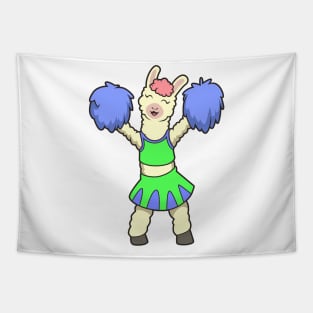 Cartoon Cheerleader Llama Tapestry