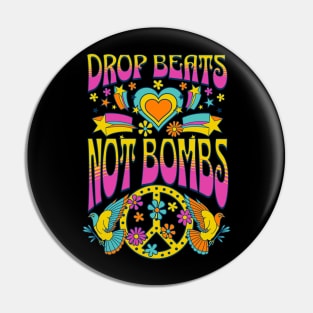 DROP BEATS NOT BOMBS  - Retro Style Pin